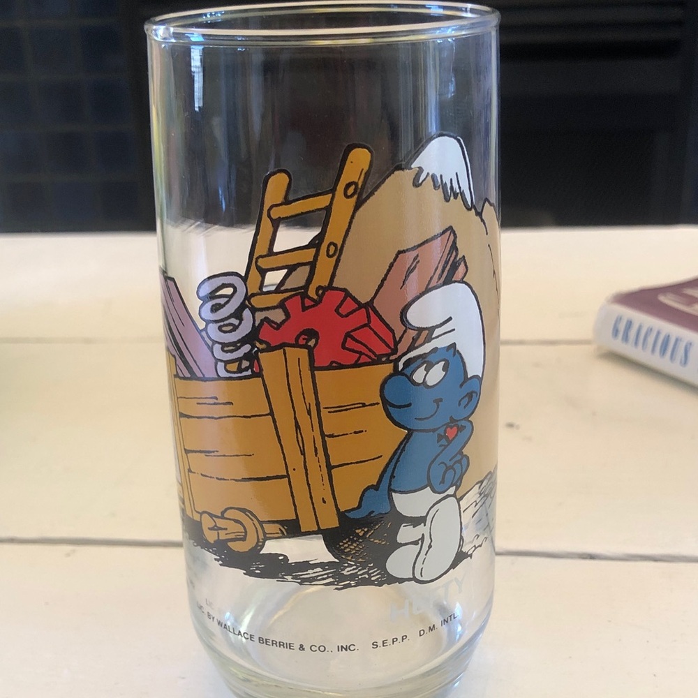 Vintage Smurf Cartoon Glass HEFTY